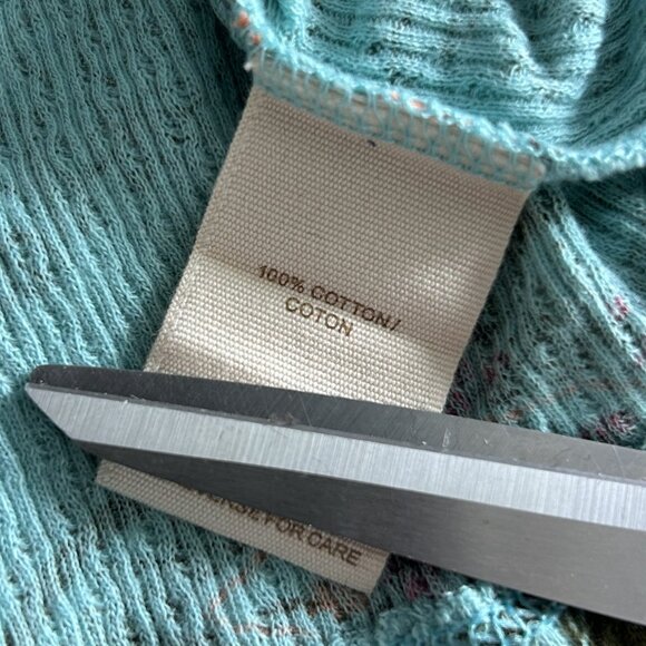 Free People Printed Pointelle Crew in Sea Blue ASO Princess Protection Program - Picture 10 of 11